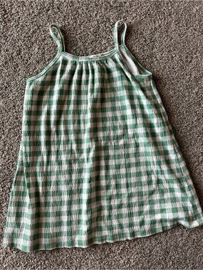 Crewcuts Green & White Gingham Dress